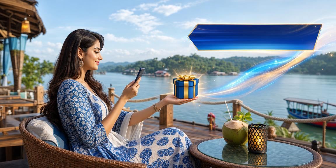 A user playing casino games on mobile at a beach in Rangamati